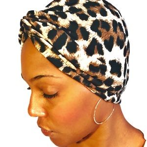 Women’s Leopard Turban Activewear Satin Scarf Yoga
